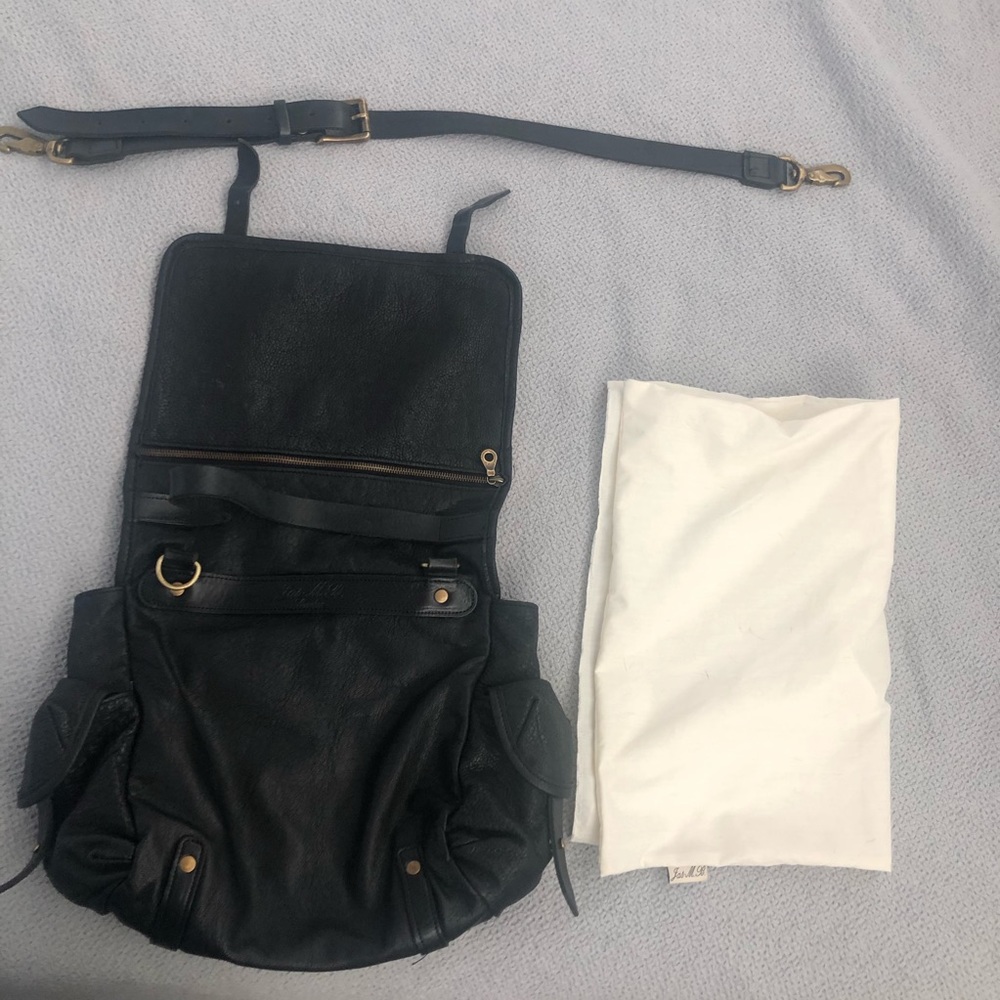 Jas-M.B. Black leather messenger bag
